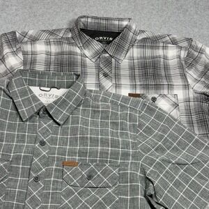 Orvis Short Sleeve Button Shirt Mens Medium Performance Stretch Gray Lot of 2
